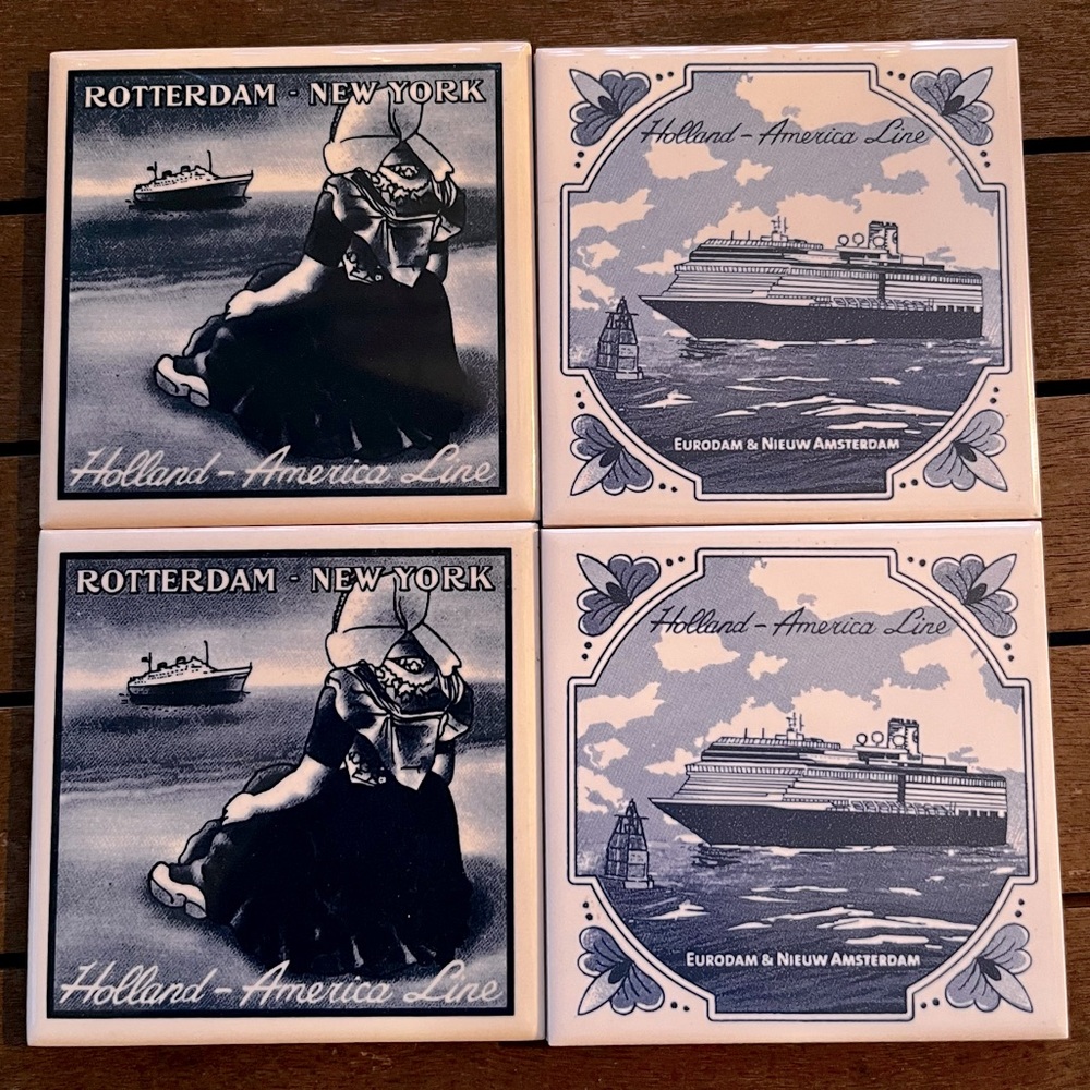 Delftware Vintage Holland America Line Coasters - 4